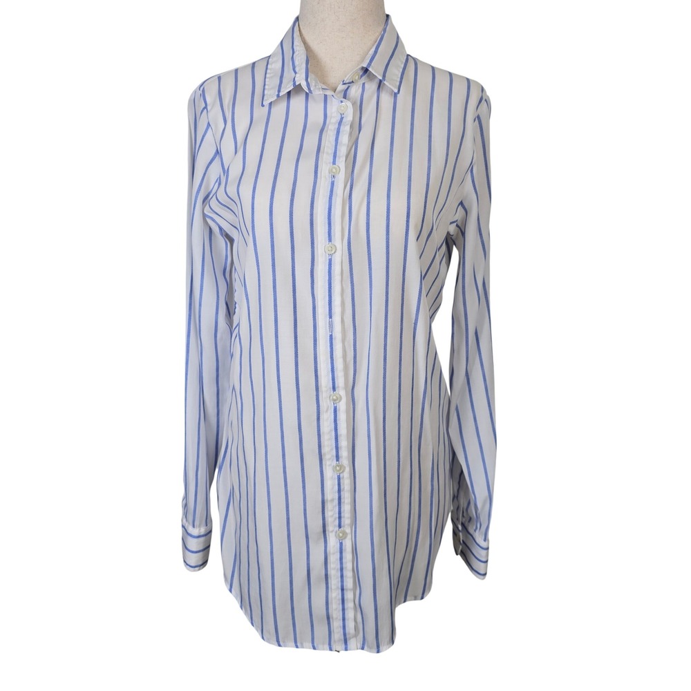 Banana Republic Dillon Classic Fit Blue White Striped Button Down Shirt Small